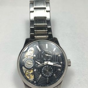 Fossil Twist partial skeleton-face watch with metal band